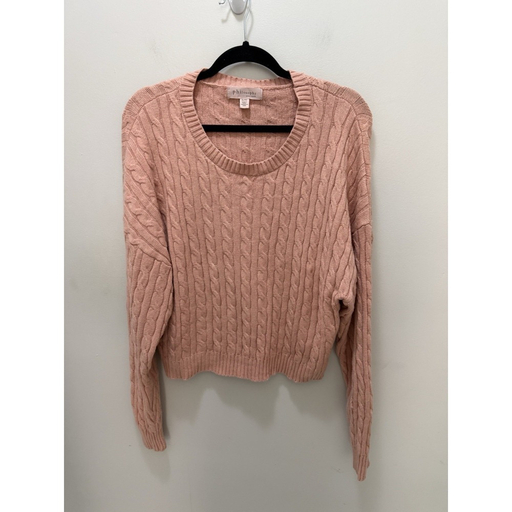 Philosophy Republic Clothing Pink Cable Knit Pullover Sweater – Size XL